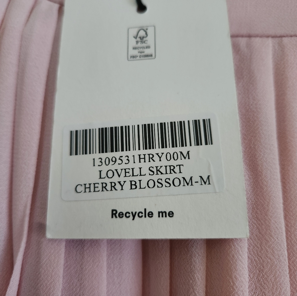 REFORMATION PINK LOVELL BLOSSOM CHERRY PLEATED MINI SKIRT Med NWT - Picture 4 of 11